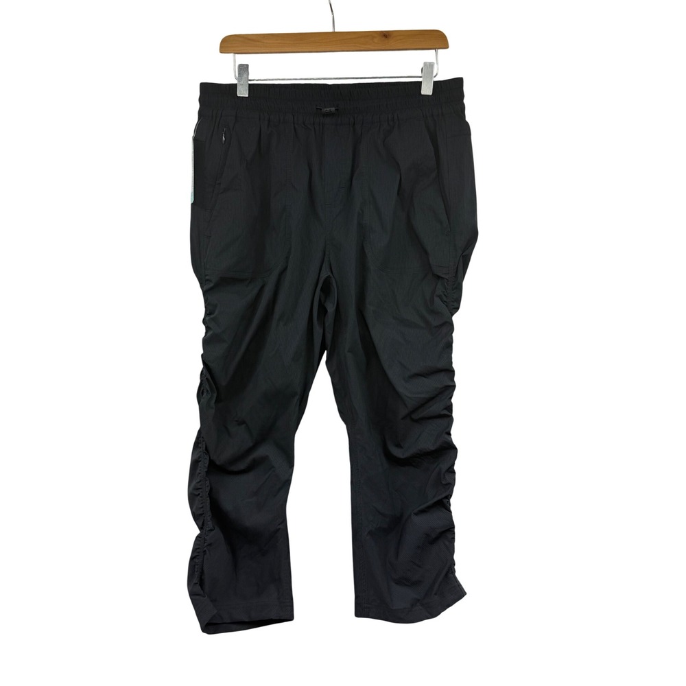 We Wander Women Black Ruched Cropped Pants Elastic Waist Active Stitch Fix Large